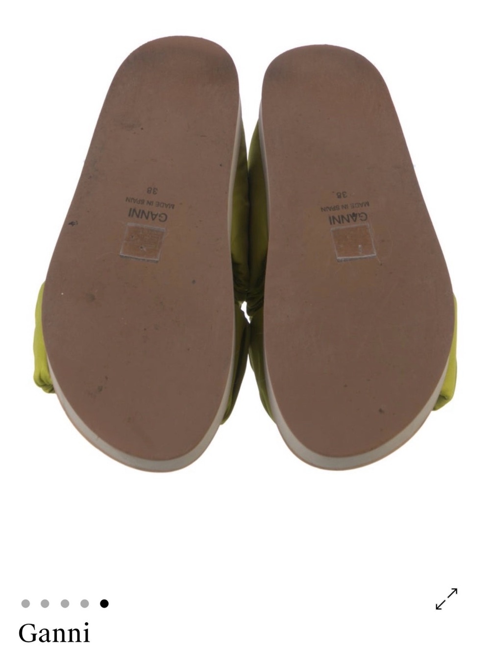 Ganni Lime Green Ruched Platform Slide Sandals - Picture 5 of 7